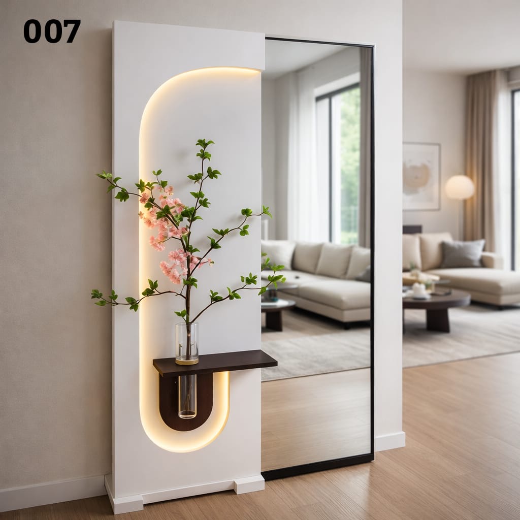 d840270c-6576-429a-bf63-c91ef01e2c26 لوحة حائط ليد مع مرآة و مزهرية زجاجية - الصورة 1